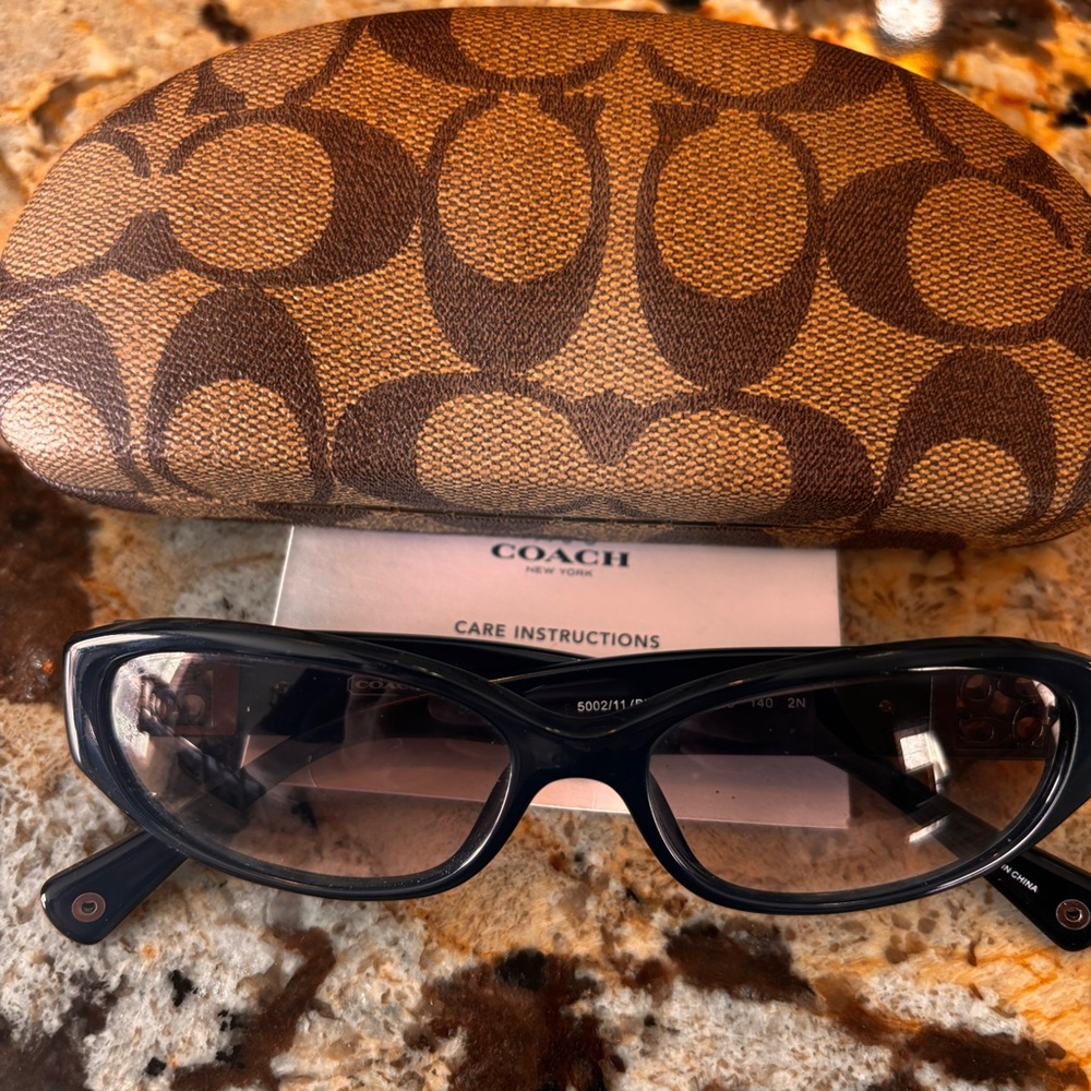 Coach Black Sunglasses with Signature Brown Monogram Case